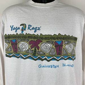 Vintage Yaga Ragz Galveston Island T Shirt Mens Large 80s Texas Jamaican White